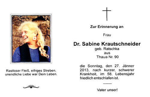 Dr. Sabine Krautschneider Todesanzeige