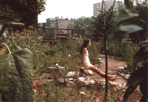 liz sunning in garden 1975