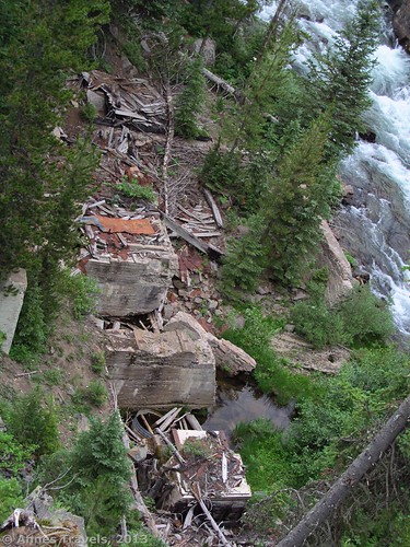 The ruins of the Western Smelting and Power Company's hydroelectric power plant, Flume Trail, Beartooth Scenic Highway, Gallatin National Forest, Monana