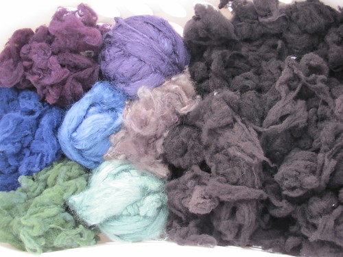 Dyed wool, silk, and angora