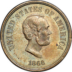 1866 Lincoln Five cent pattern obverse