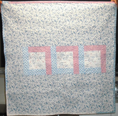 pink & blue sheep baby quilt