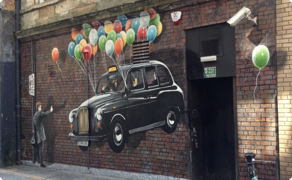 taxi street art Glasgow