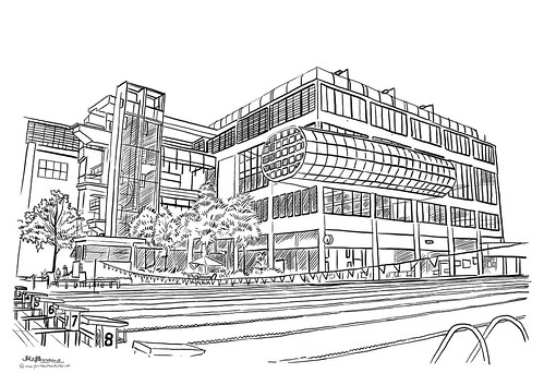 digital perspective sketch of Chinese Swimming Club - 1