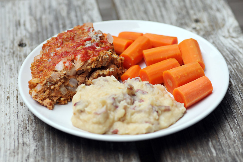 Pressure Cooked Meatloaf with Cheddar Smashed Potatoes