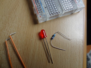 close view of LED and resistor