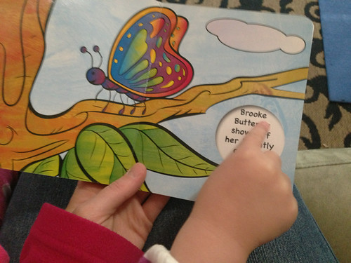 I asked her to point out the word "butterfly" on every page