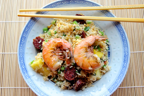 Chinese Fried Rice with Shrimp and Venison Kielbasa