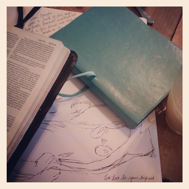 Morning sanity/refueling rituals. #bible #sketching #journaling