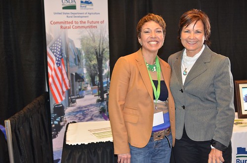 Tawney Brunsch, Executive Director of the Native CDFI, Lakota Fund with USDA Rural Development State Director Elsie Meeks at the StrikeForce conference. USDA photos