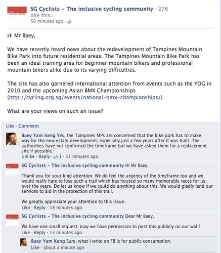 SG Cyclists conversation with MP Baey Yam Keng