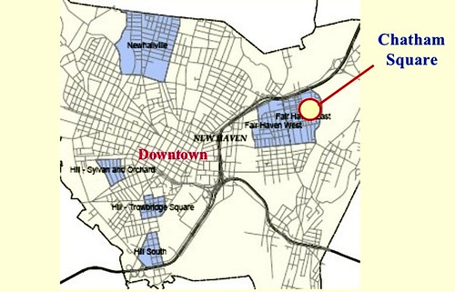 Chatham Square's location (courtesy of Community Foundation for Greater New Haven)