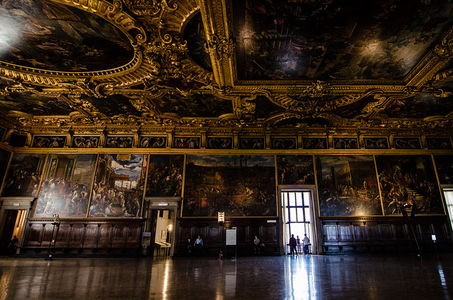 The impressive Council Chamber at The Doge's Palace, Venice. 