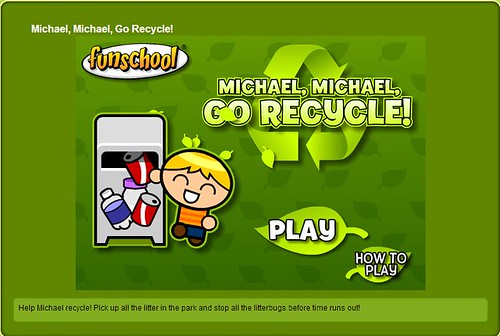 FunSchool中的「麥可，麥可，回收非做不可！」（Michael, Michael, GO RECYCLE!）小遊戲，教小朋友回收的重要。圖片來源：FunSchool.com（版權所有，未經許可，請勿轉載）