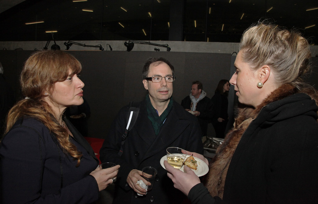 From left, Maria Aiolova, Hans Strauch, and Liss Werner, at the closing reception.