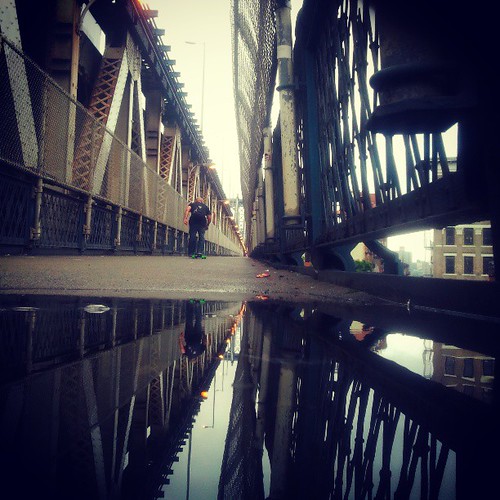 Manhattan Bridge reflection.