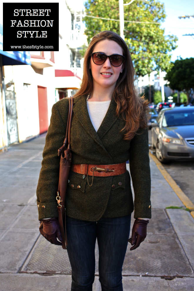 leather gloves, equestrian, vintage, tweed, san francisco, street fashion style, thesfstyle,