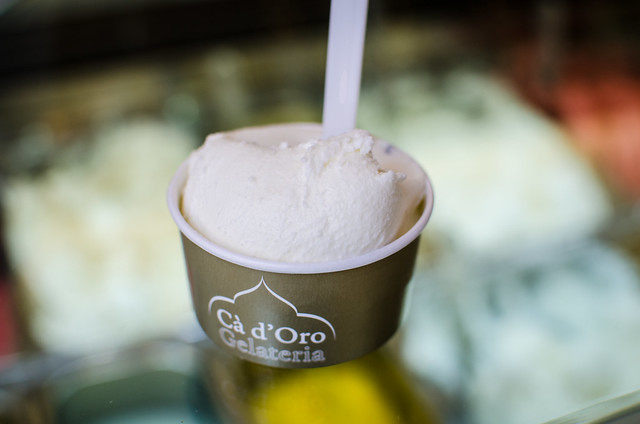 A fior di latte gelato at Ca d' Oro gelateria in Venice, Italy.