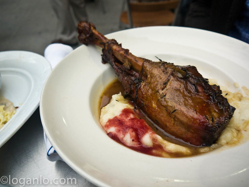 Braised turkey leg at  at Jacob's Pickles in the Upper West Side, NY