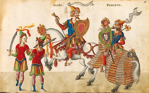 002-Cabalgata de Jason y Perseo-Descripción de las ocho festividades celebradas durante los juegos…1596-Biblioteca Estatal de Baviera