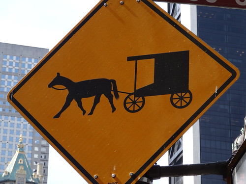 Amish buggy handsom cab sign New York