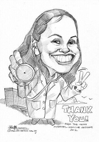 doctor caricatures in pencil for National University Health System (NUHS) - 2