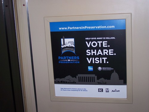 Preservation Partners promotional sign, on the WMATA subway