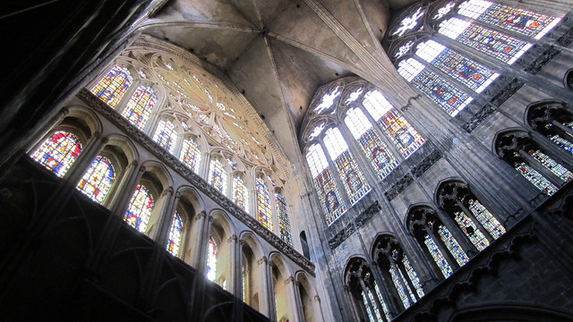 Nave and stained glass windows
