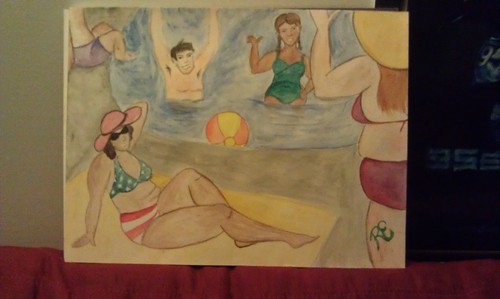 I painted a happy summer scene tonight, better picture later when I scan it or us my real camera by nuchtchas