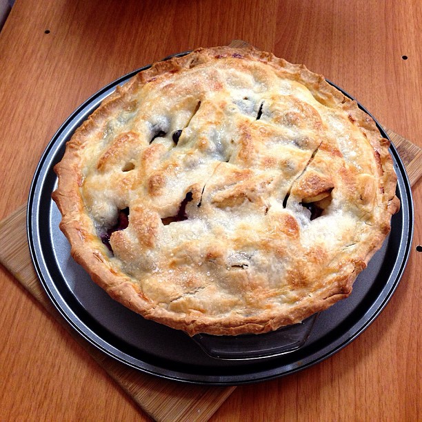 My Blueberry Apple pie right out of the oven.  