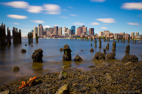 Daytime Long Exposure of Boston Skyline from Carlton's Wharf, East Boston by Greg DuBois Photography