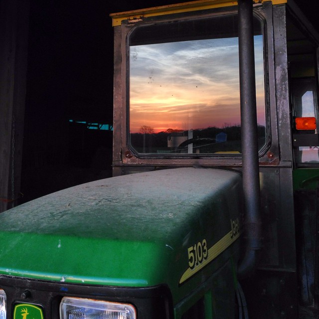 Sunset on the Farm #johndeere #reflection