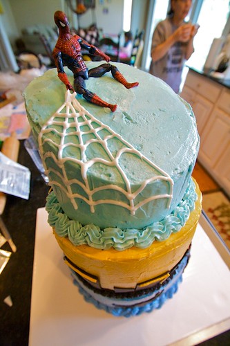 Spiderman Cake Assembly