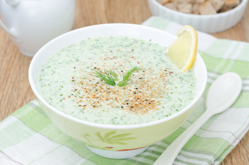 cold soup with kefir and herbs