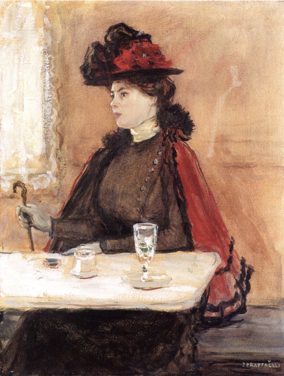 Young Woman in a Cafe by Jean-François Raffaëlli