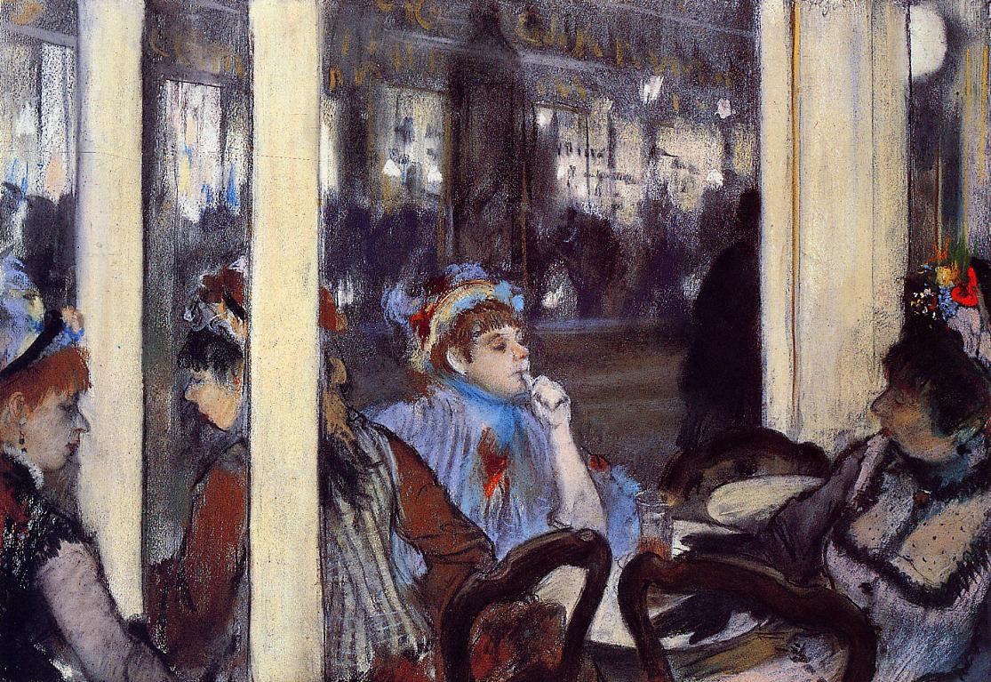 Women on a Cafe Terrace in the Evening by Edgar Degas - 1877