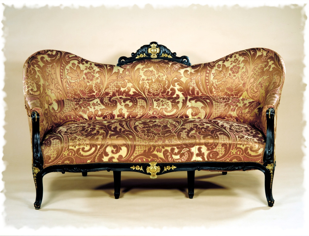 1843 Sofa. French. Applewood or pearwood, ebonized walnut, beech, gilt-bronze mounts. metmuseum