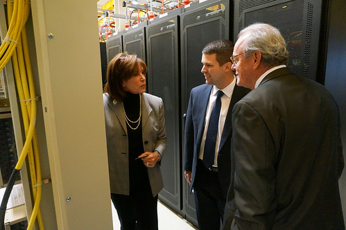 Nancy White with North Central Telephone Cooperative gives RUS Acting Administrator Jasper Schneider (middle) and Rural Development Tennessee State Director Bobby Goode (right) a tour of their broadband facilities in Lafayette, Tennessee.