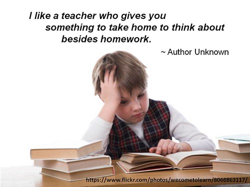 "I like a teacher who gives you something to take home to think about besides homework." - Author Unknown