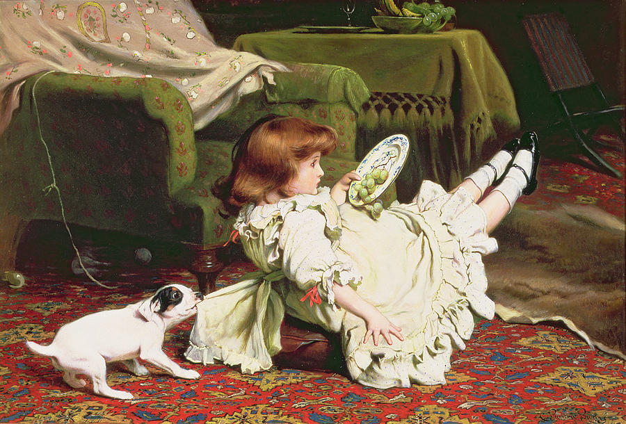 A Mischievous Puppy by Charles Burton Barber, 1886