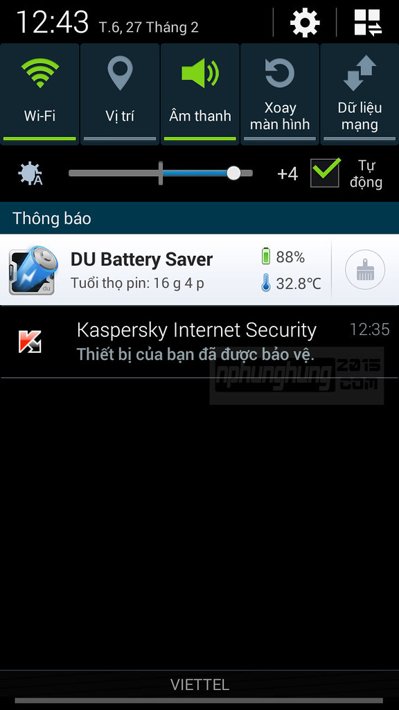 Thanh thông báo trạng thái DU Battery Saver