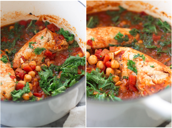 Chipotle Chicken Stew with Chickpeas and Kale - a quick and easy stew that requires on a few ingredients and barely any hands on work! #chickestew #chickpeas #kale #garbanzobeans #chipotlestew | littlespicejar.com