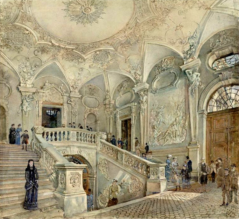 Staircase of the Upper Belvedere in Vienna by Rudolf von Alt, 1882