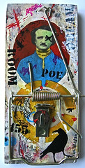 "ROOM 455 - POE #1" - Street Art Graffiti Lo-Fi Urban Abstract Edgar Allan Poe Altered Rat Trap Alternative Art Collectible Acrylic Painting