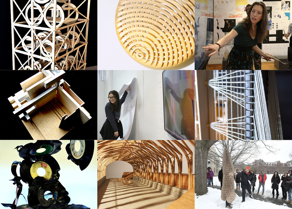 Image collage of the projects and people of the Cornell AAP Department of Architecture.