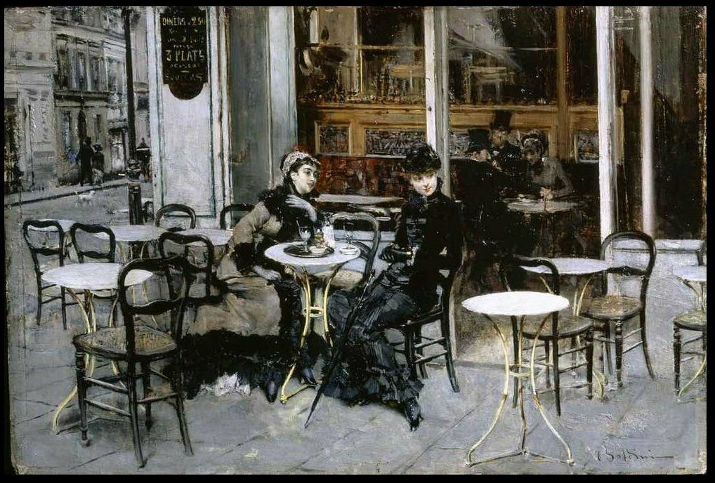 Conversation at the Cafe by Giovanni Boldini - 1877-1878