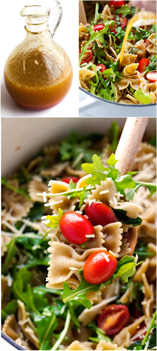 Arugula Pasta Salad - The Easiest Salad you'll ever make. Plus it uses up all those leftovers in the fridge! #pastasalad #leftovers #pasta | Littlespicejar.com