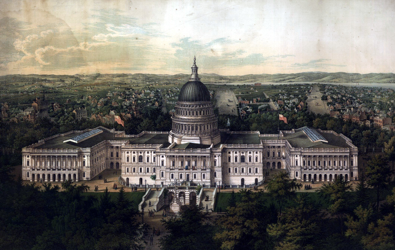 Washington City from the new dome of the Capitol, looking east, 1892