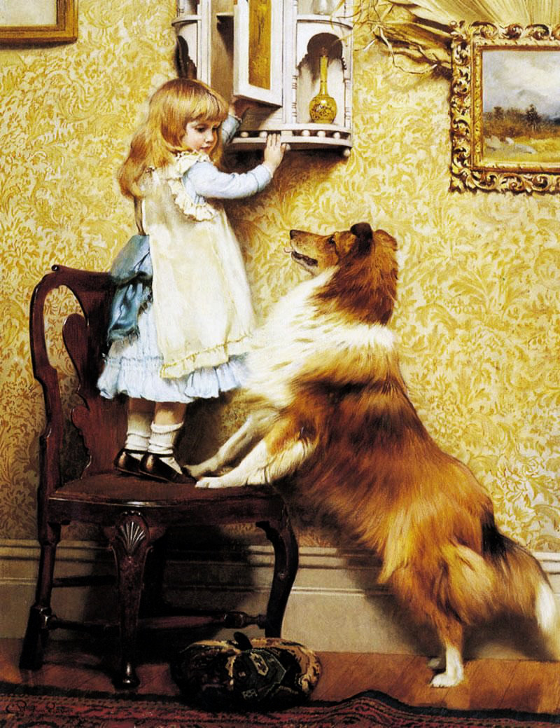 A Little Girl And Her Sheltie by Charles Burton Barber