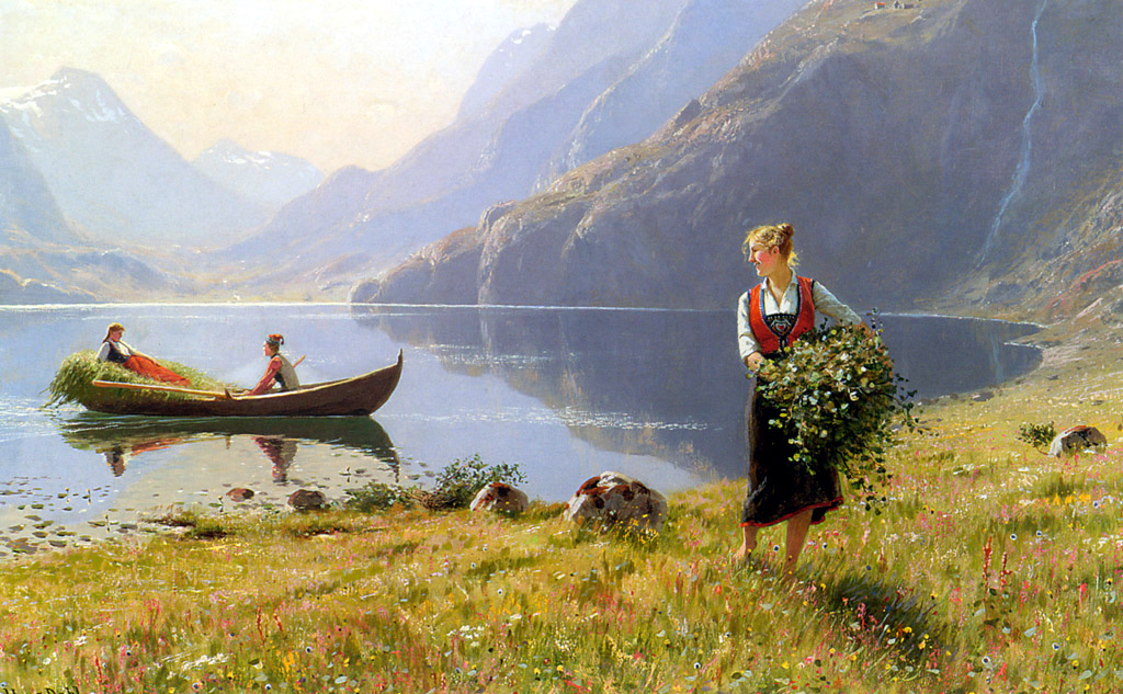 Harvesters by the Banks of a Fjord by Hans Dahl